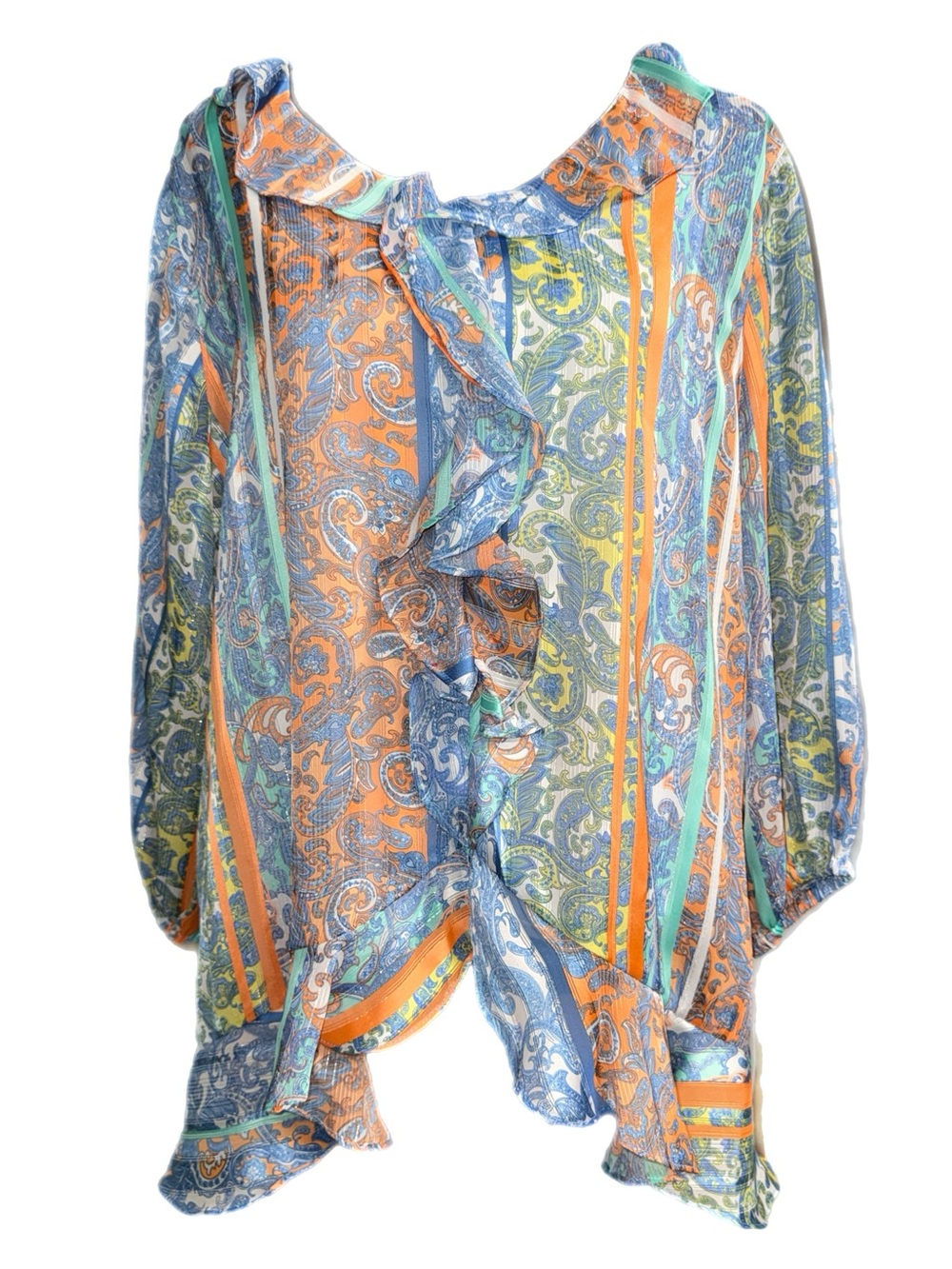 Ruby Rd. - Botanical Garden‎ Paisley Blouse - Ruffle Trim - Size Large - NWT